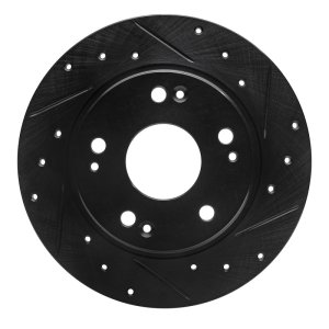 Honda CR-Z Brake Rotor (1) - Rear Right - R1 Concepts - Drilled & Slotted - Black - `11-`15